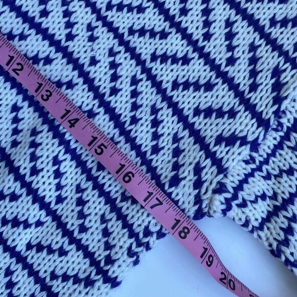 Vintage INTERIN Tunic Sweater Fair Isle Deadstock Purple White Size S - Picture 8 of 9